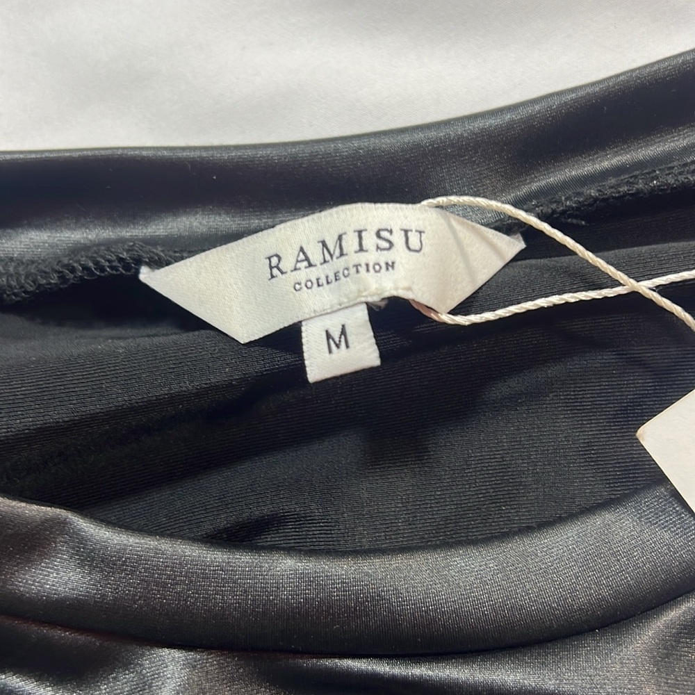 Ramisu black stretchy pleather dress NWT size medium - Picture 2 of 8